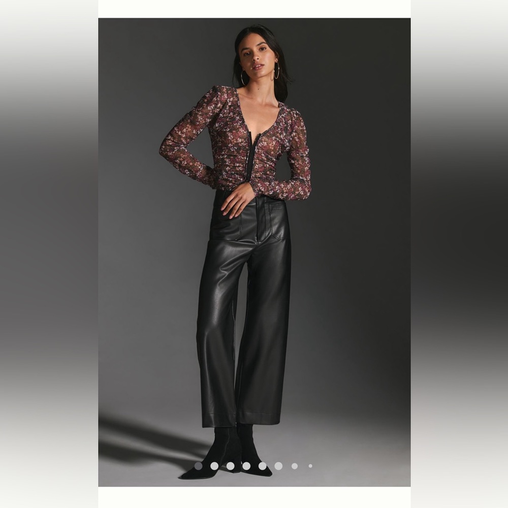 Anthropologie The Colette Wide Leg Faux Leather Pants by Maeve